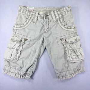 Jetlag First Class Mens Cargo Shorts Khaki Tan Studded Frayed Hem Size 30 NW1527